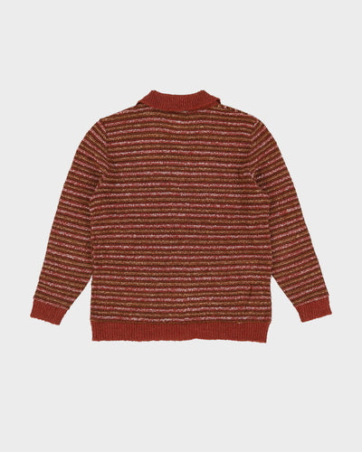 Vintage 1980s Brown Patterned Knitted Top - S
