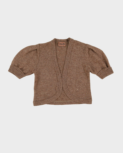 Vintage 1980s Brown Knitted Bolero Cardigan - S