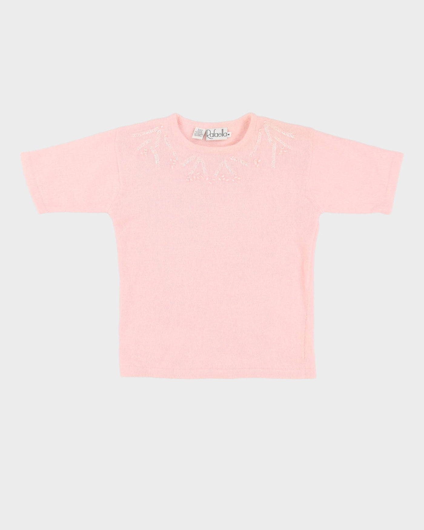 Pink Angora Beaded Knitted Top - S