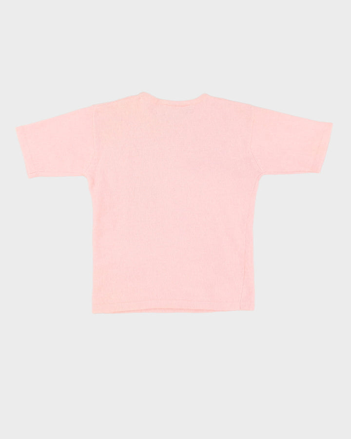 Pink Angora Beaded Knitted Top - S