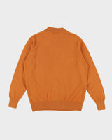 Orange With Grey Pattern Knitted Jumper - M