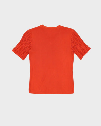 Vintage Orange Short Sleeve Knitted Top - S