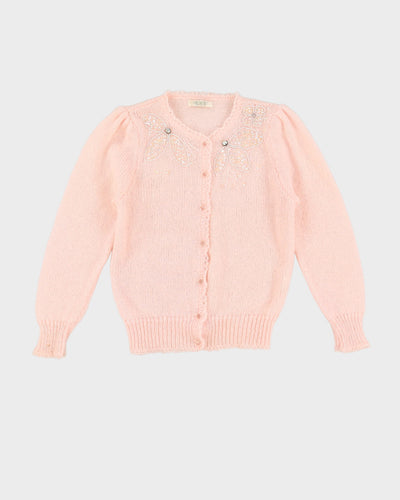 Vintage 1990s Pink Mohair Cardigan - M