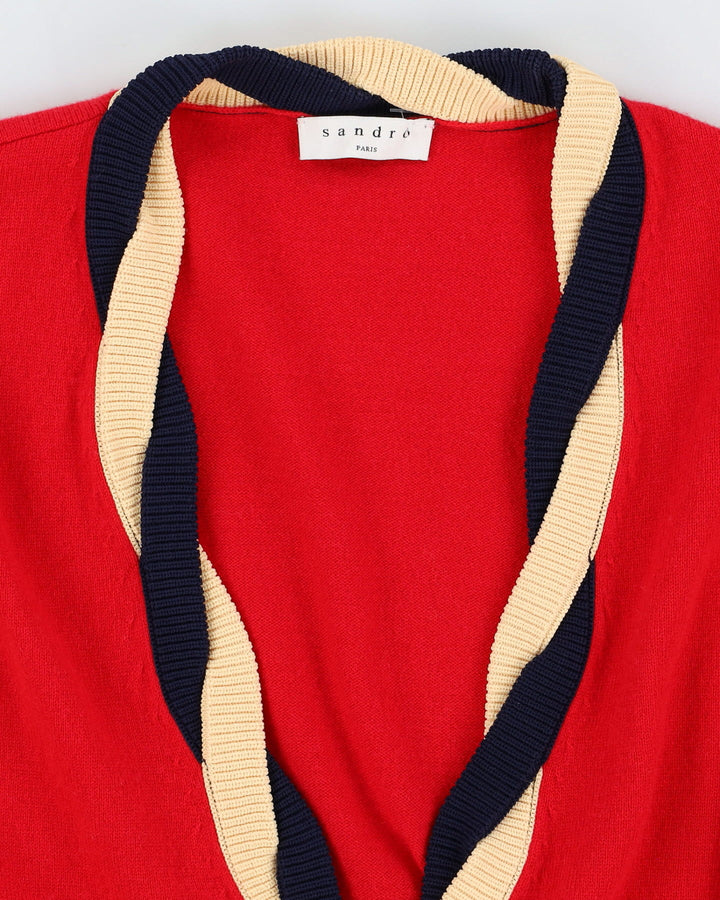 Sandro Paris Red Knitted Cardigan - L