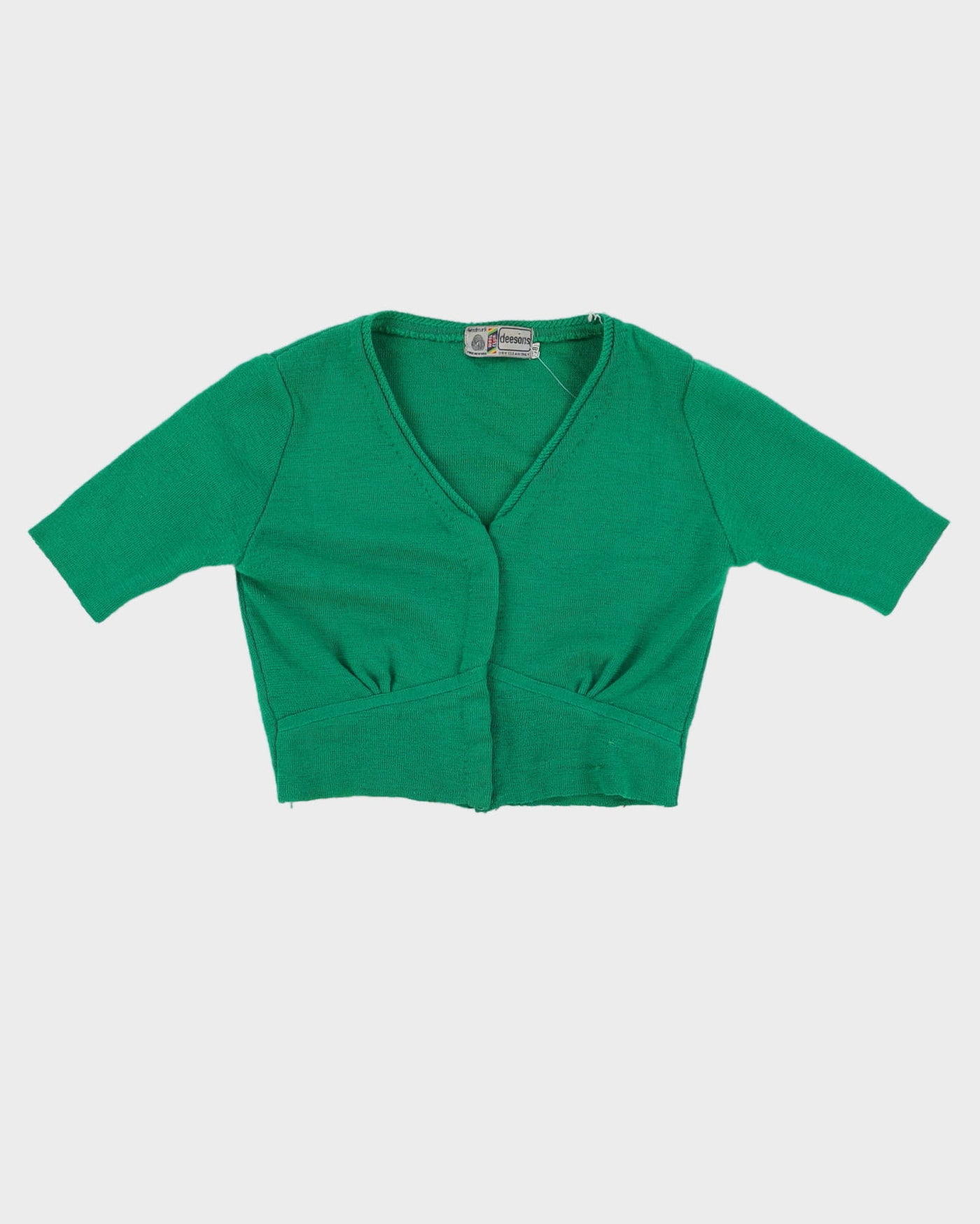 Vintage 1980s Green Cropped Bolero Knitted Cardigan - XS / S