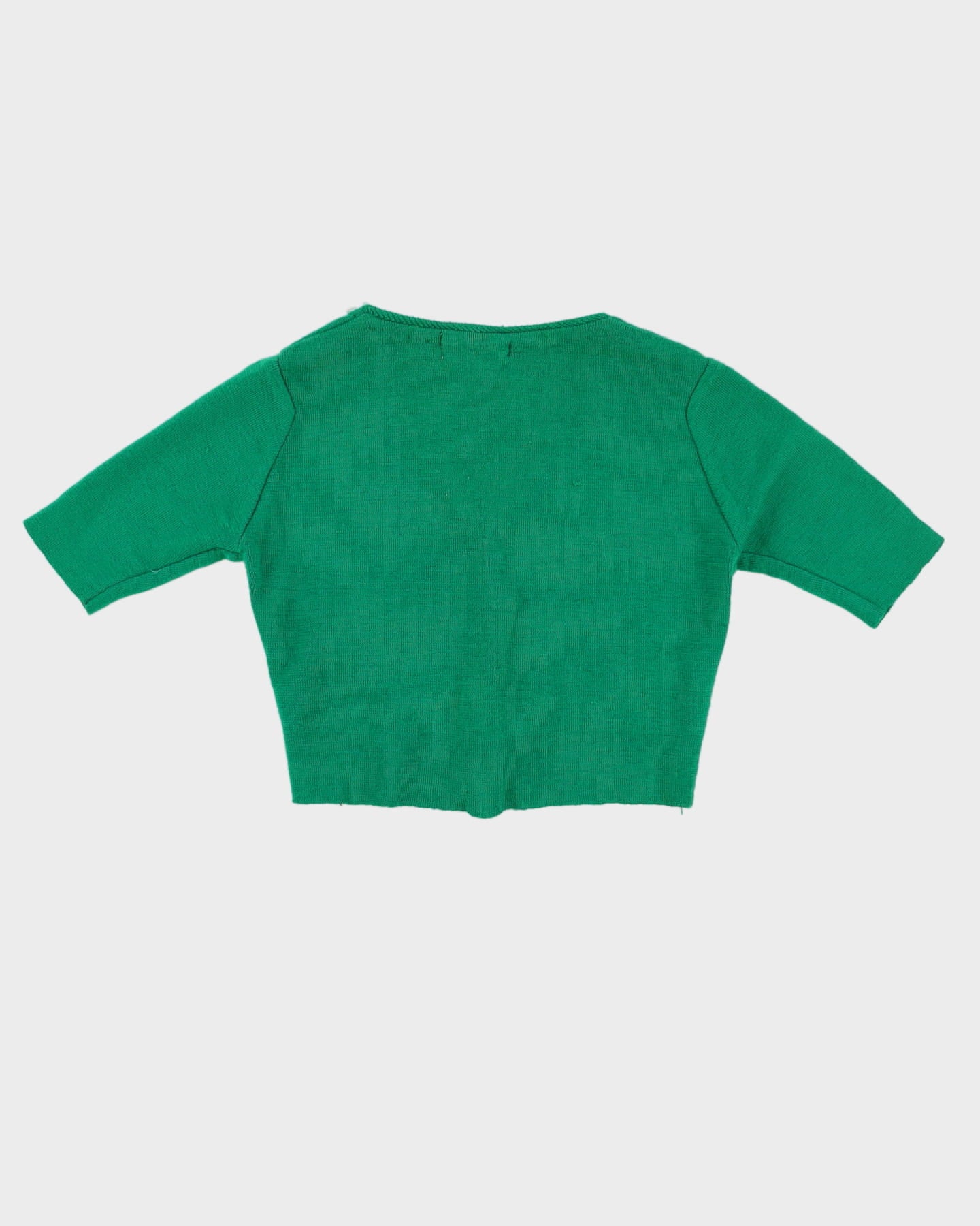 Vintage 1980s Green Cropped Bolero Knitted Cardigan - XS / S