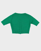 Vintage 1980s Green Cropped Bolero Knitted Cardigan - XS / S