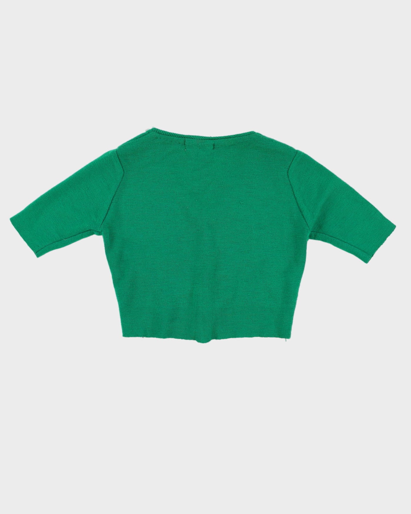 Vintage 1980s Green Cropped Bolero Knitted Cardigan - XS / S