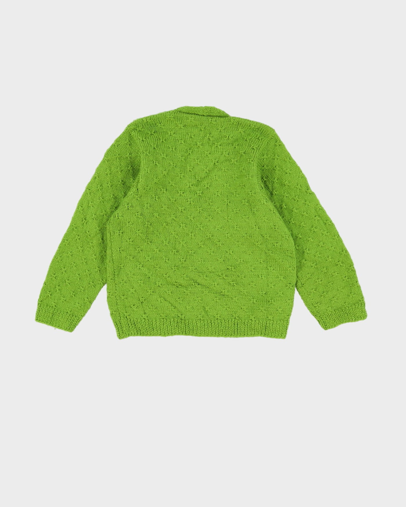 Vintage 1980s Green Hand Knitted Cardigan - XS