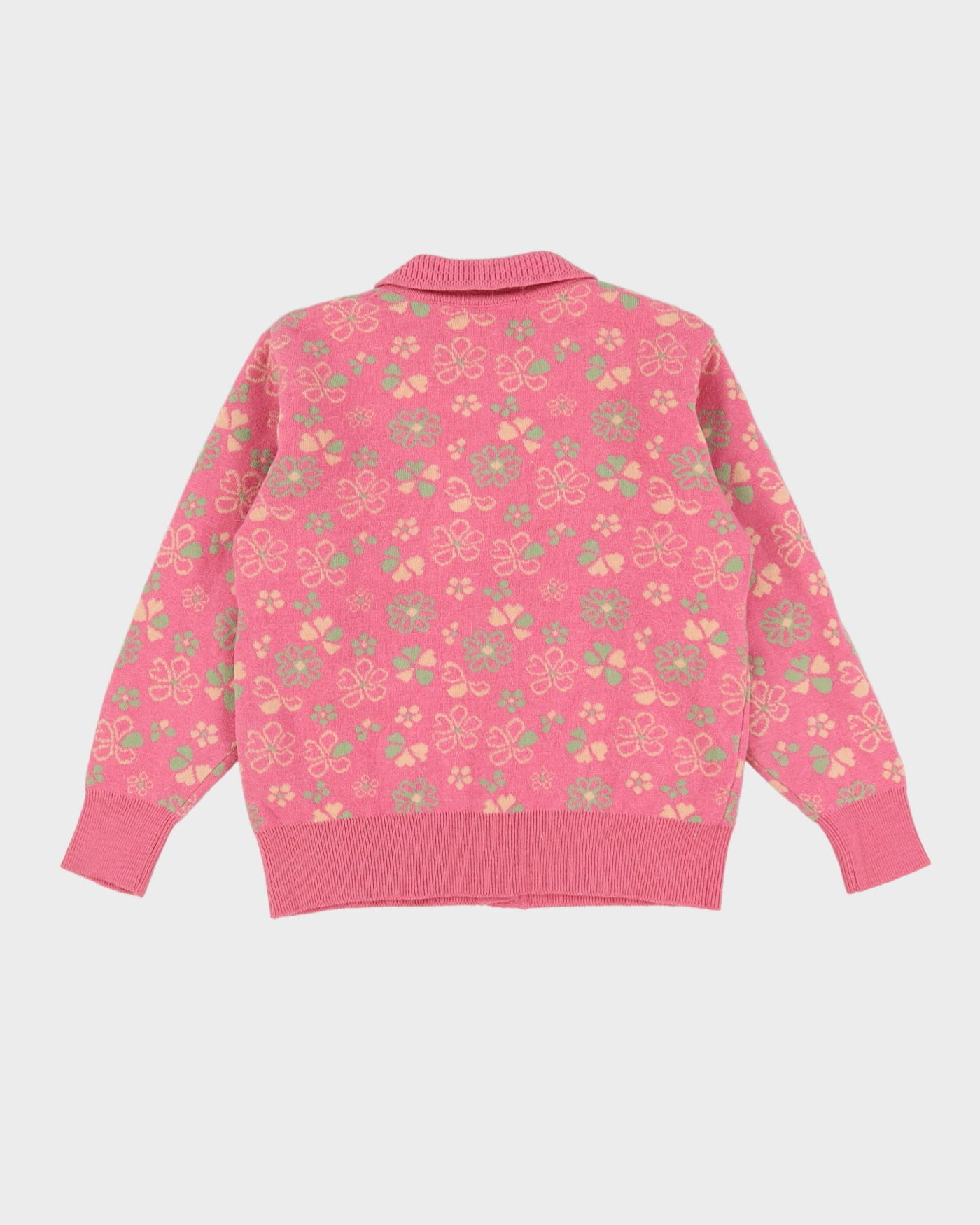 Vintage 1990s Pink Lined Knitted Cardigan - M