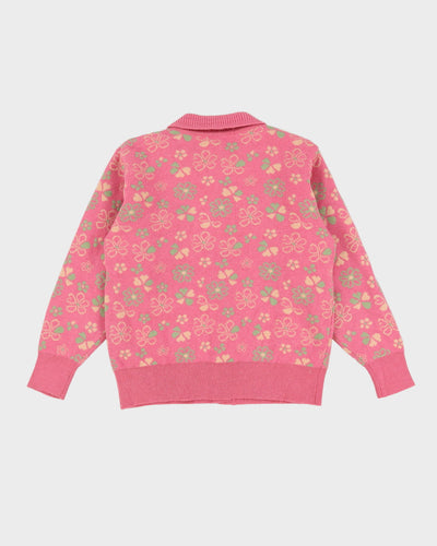 Vintage 1990s Pink Lined Knitted Cardigan - M