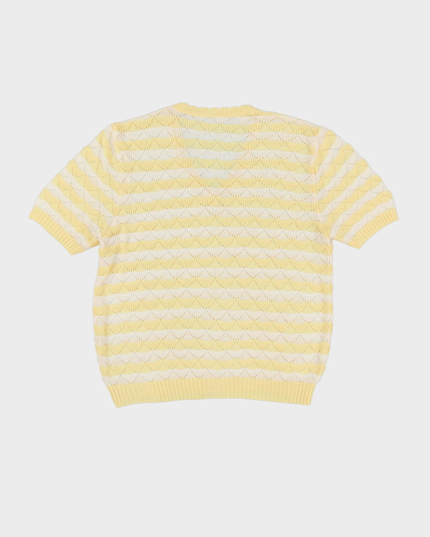 Vintage 1990s Yellow Knitted Short Sleeve Top - M