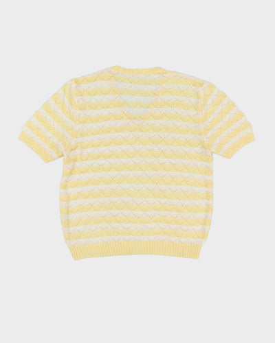 Vintage 1990s Yellow Knitted Short Sleeve Top - M