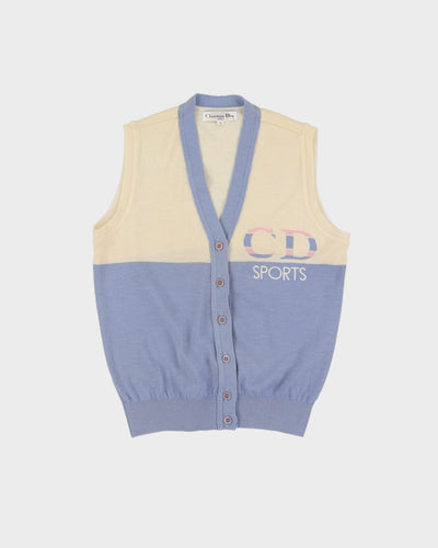 Vintage Christian Dior Sports Blue And Cream Knitted Top - M