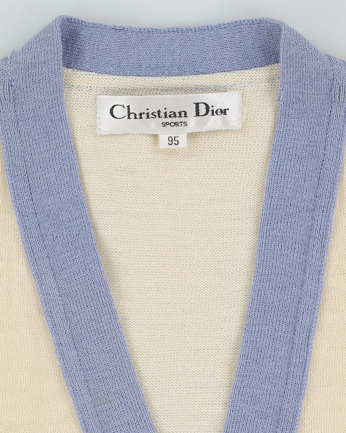Vintage Christian Dior Sports Blue And Cream Knitted Top - M