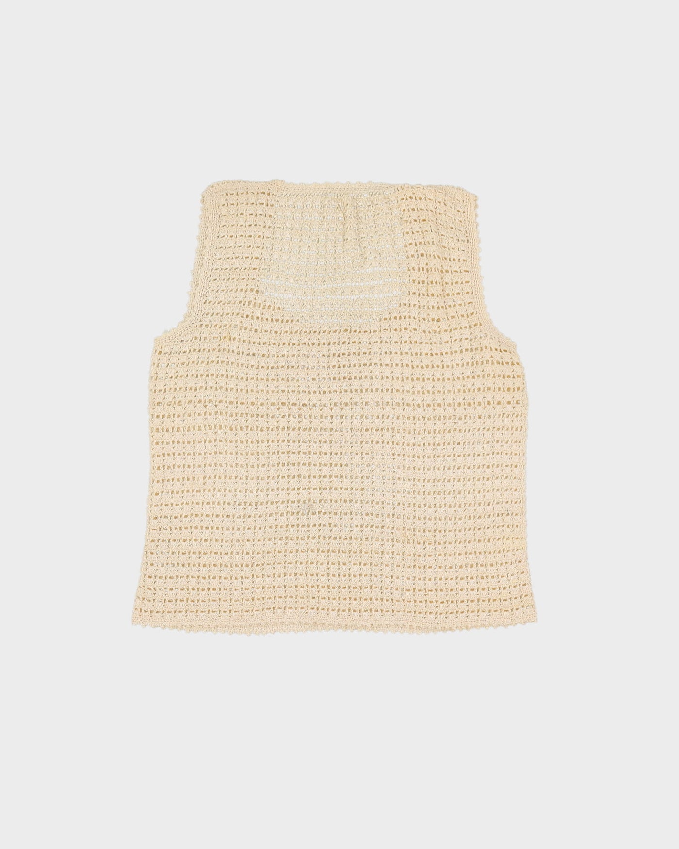 Vintage Cream Hand Crocheted Sleeveless Top - S