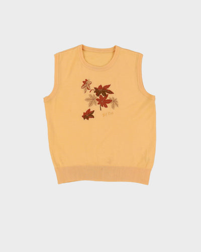 Vintage 1990s Orange Embroidered Sleeveless Top - S