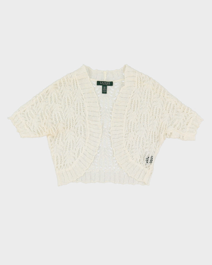 Lauren Ralph Lauren White Lace Knitted Bolero - S