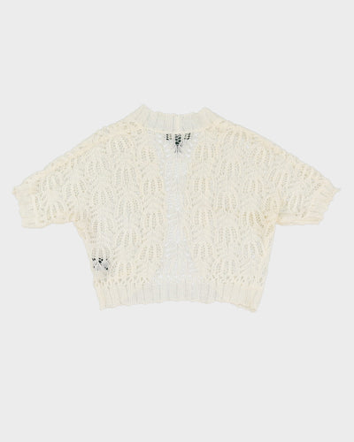 Lauren Ralph Lauren White Lace Knitted Bolero - S