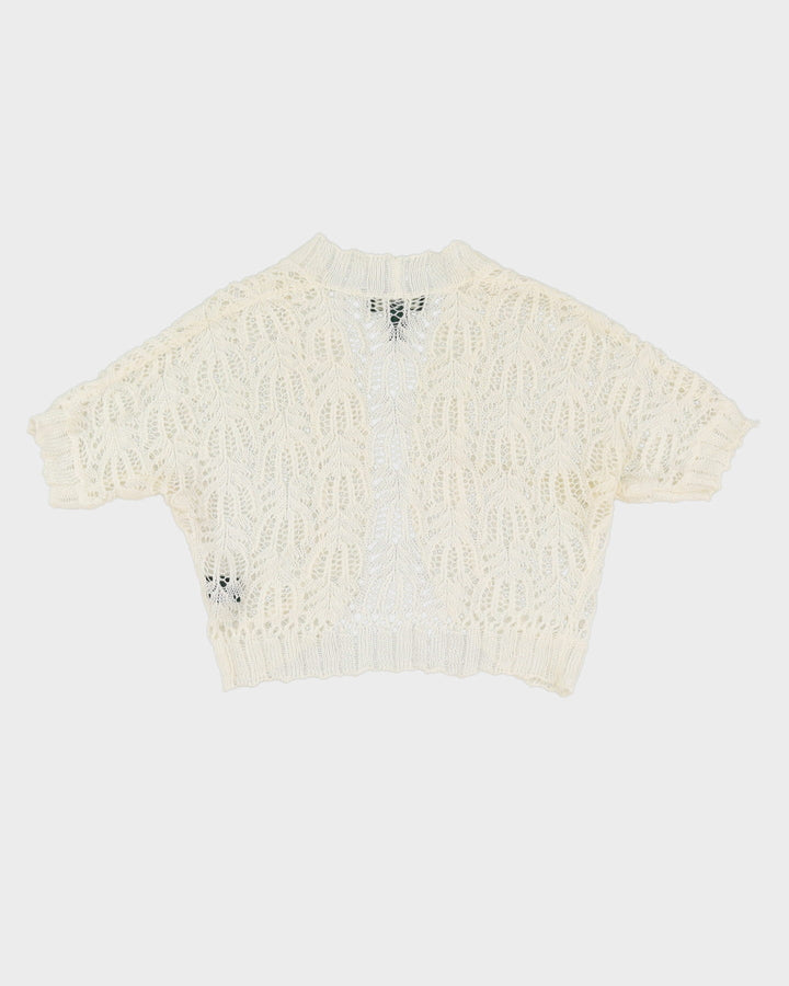 Lauren Ralph Lauren White Lace Knitted Bolero - S