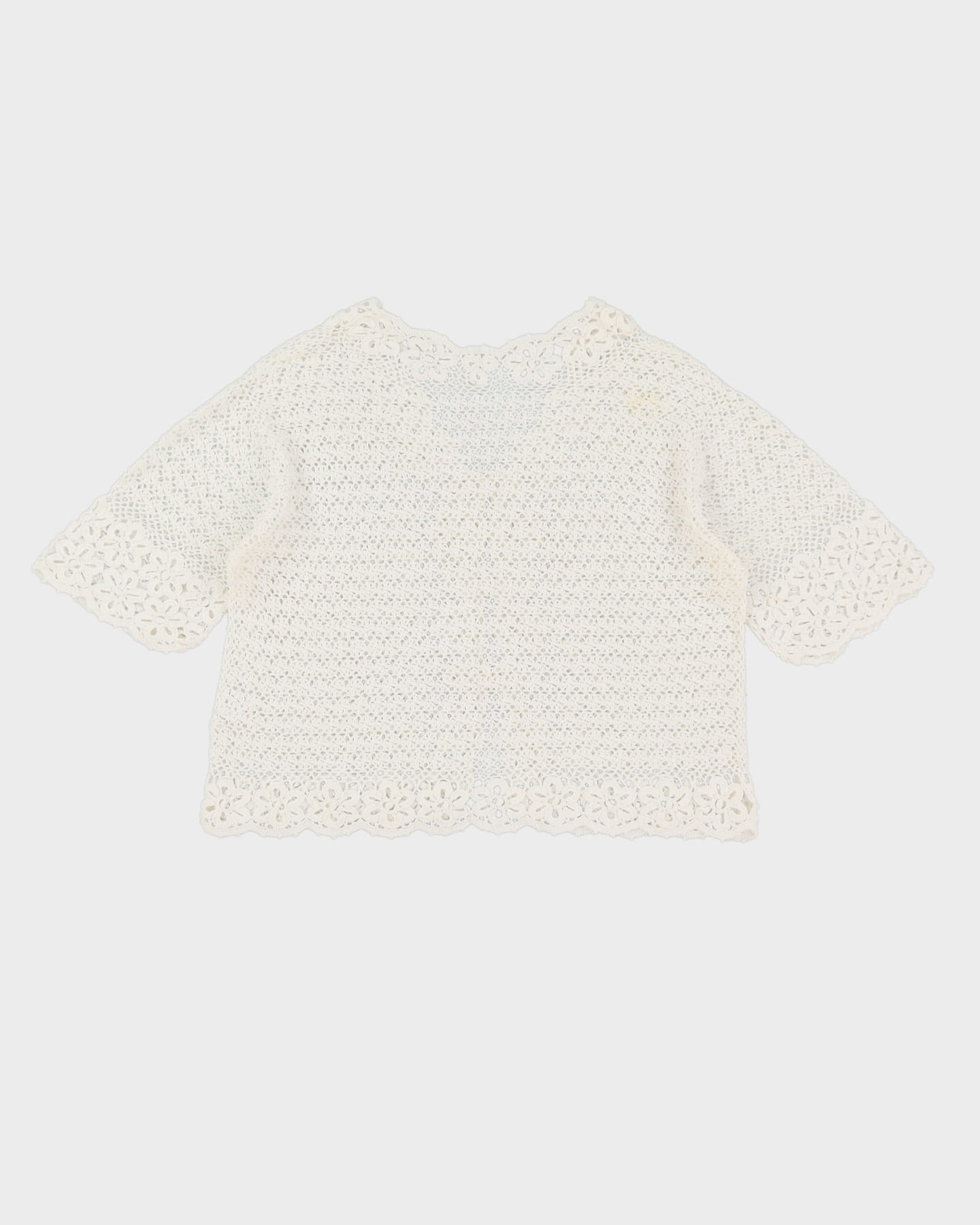 White Hand Crocheted Lace Cardigan - S