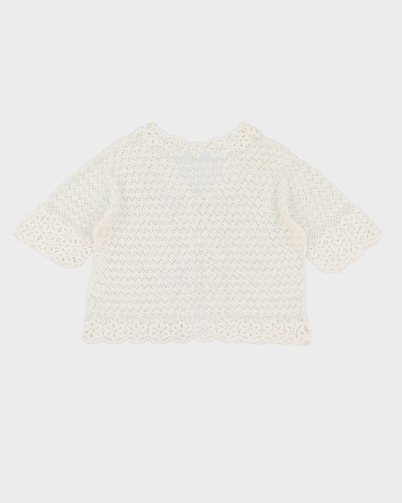 White Hand Crocheted Lace Cardigan - S