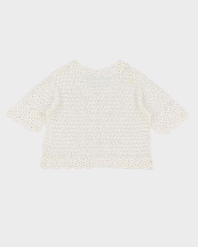 White Hand Crocheted Lace Cardigan - S