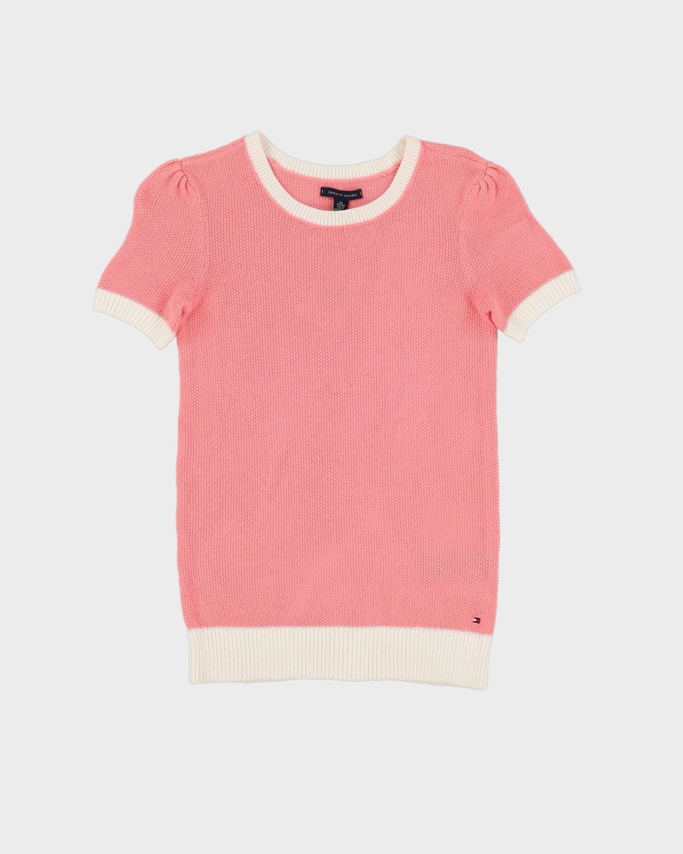 Tommy Hilfiger Pink Knitted Short Sleeve Top - XS
