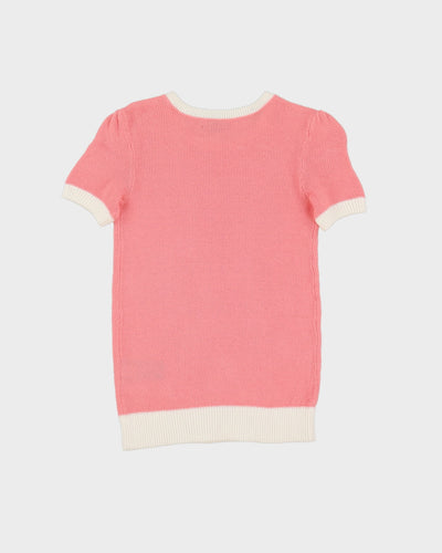 Tommy Hilfiger Pink Knitted Short Sleeve Top - XS