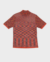 Vintage 1980s Orange Patterned Knitted Short Sleeve Top - XS