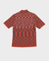 Vintage 1980s Orange Patterned Knitted Short Sleeve Top - XS