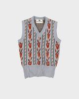 Vintage 1970s Pret A Porter Grey Patterned Knitted Tank Top - XS