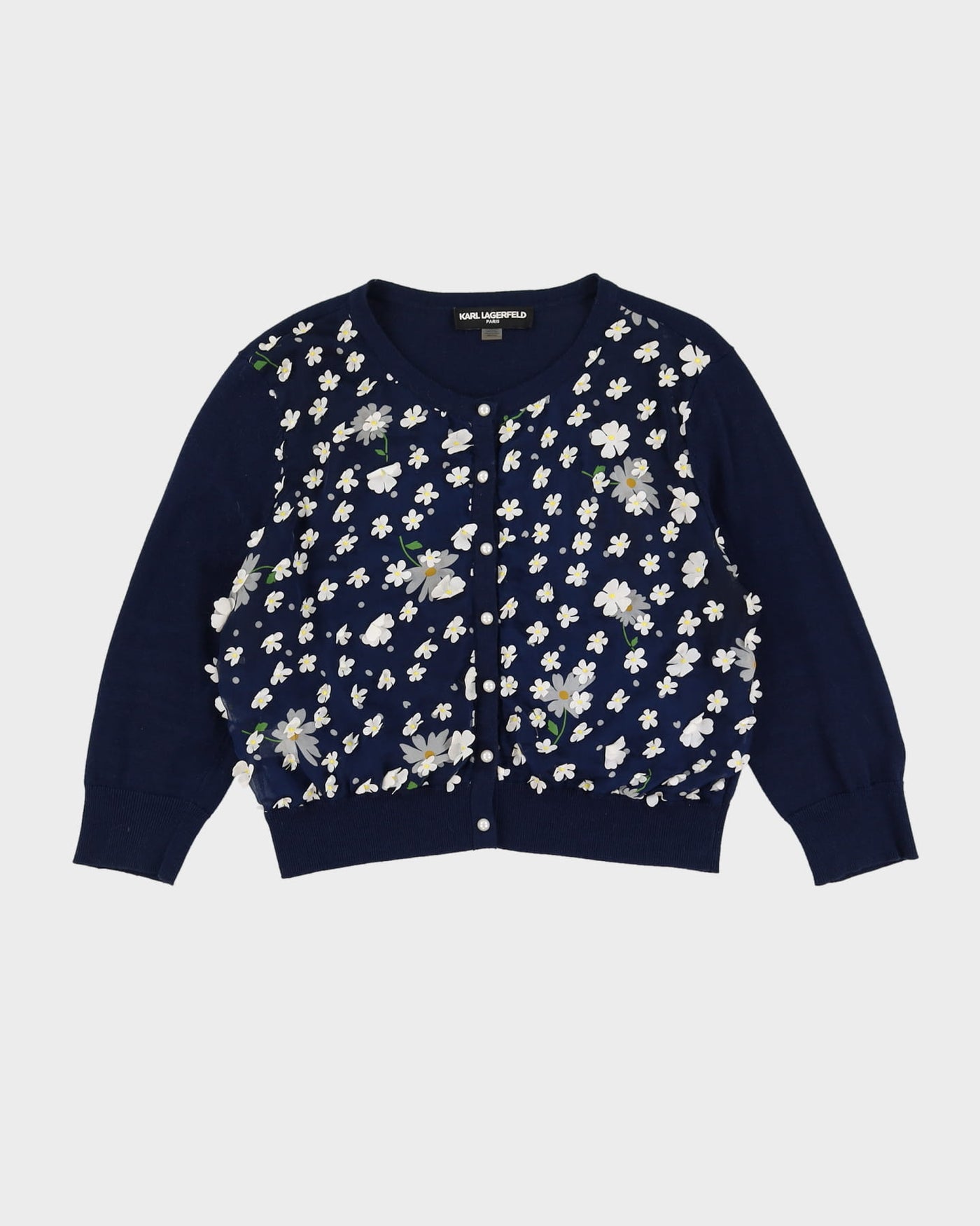 Karl Lagerfeld Blue Daisy Patterned Cardigan - M