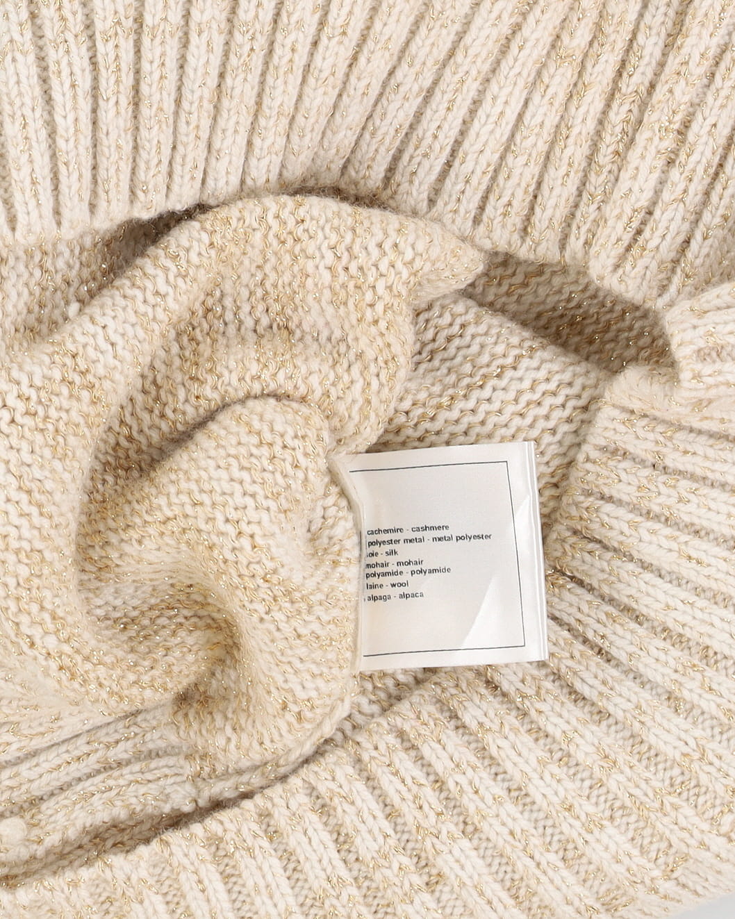 Chanel Cream Cashmere Designer Spell Out Pullover Knit - S / M