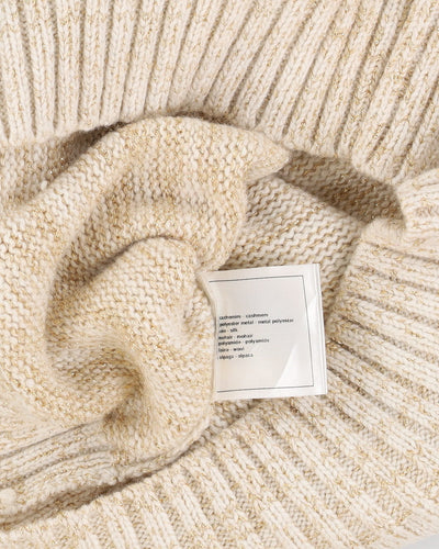 Chanel Cream Cashmere Designer Spell Out Pullover Knit - S / M