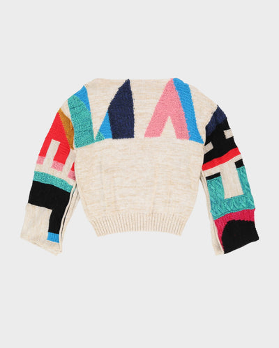 Chanel Cream Cashmere Designer Spell Out Pullover Knit - S / M