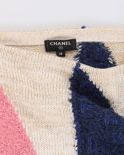 Chanel Cream Cashmere Designer Spell Out Pullover Knit - S / M
