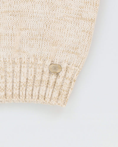 Chanel Cream Cashmere Designer Spell Out Pullover Knit - S / M