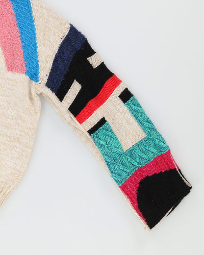 Chanel Cream Cashmere Designer Spell Out Pullover Knit - S / M