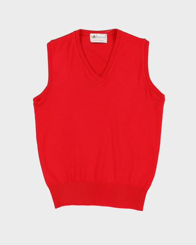 Vintage 80s Red Sleeveless Tank Knit / Sweater Vest - M