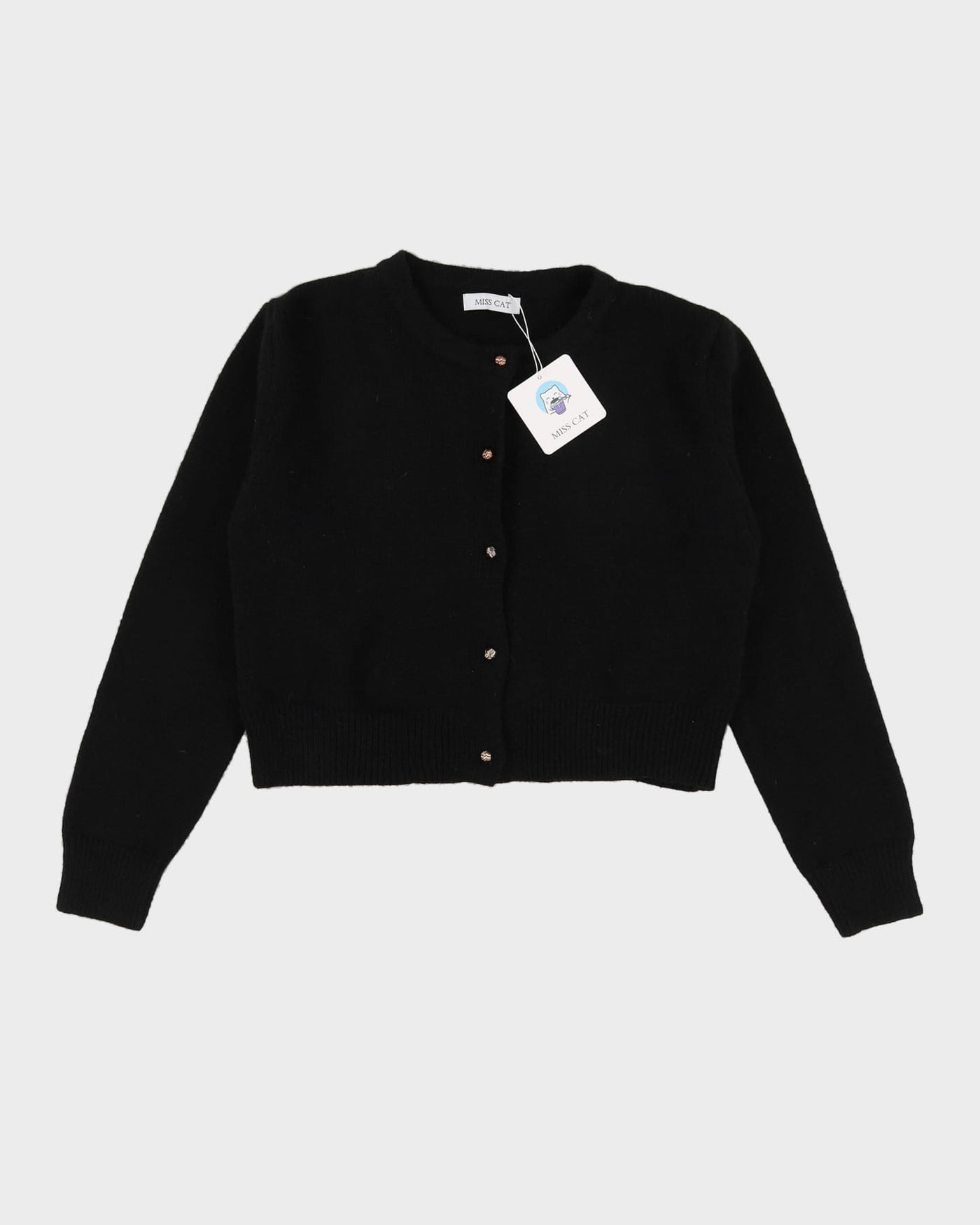Y2K Black Box Style Knitted Cardigan - S