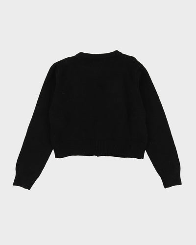 Y2K Black Box Style Knitted Cardigan - S