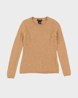 Lord &amp; Taylor Beige Cashmere Crew Neck Jumper - XXS