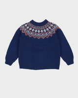 Vintage 1980s Norwegian Style Knitted Wool Jumper - S