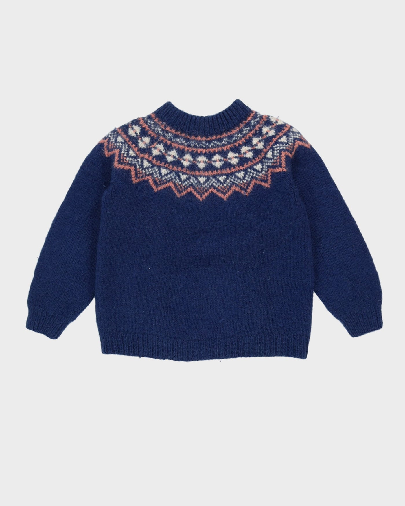 Vintage 1980s Norwegian Style Knitted Wool Jumper - S
