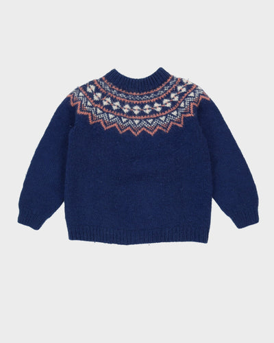 Vintage 1980s Norwegian Style Knitted Wool Jumper - S