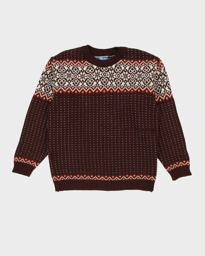 Vintage 1970s Norwegian Style Knitted Jumper - M