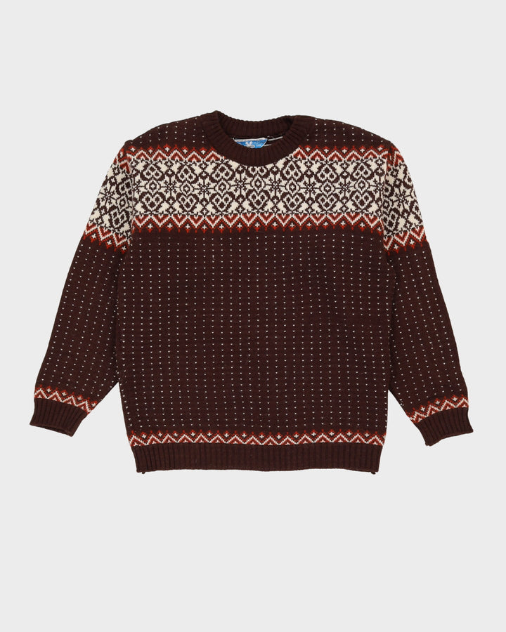 Vintage 1970s Norwegian Style Knitted Jumper - M