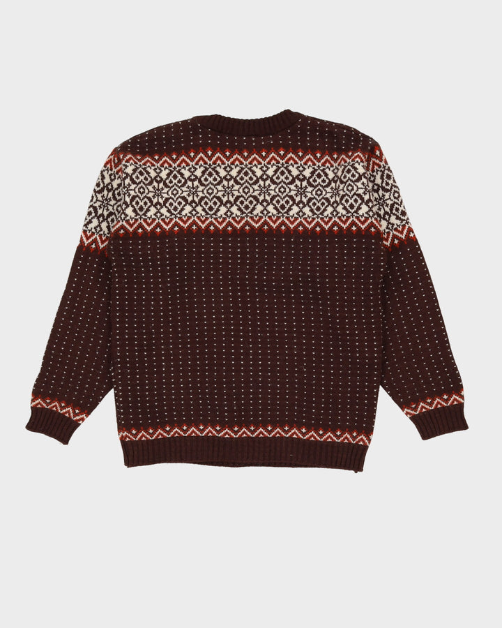 Vintage 1970s Norwegian Style Knitted Jumper - M