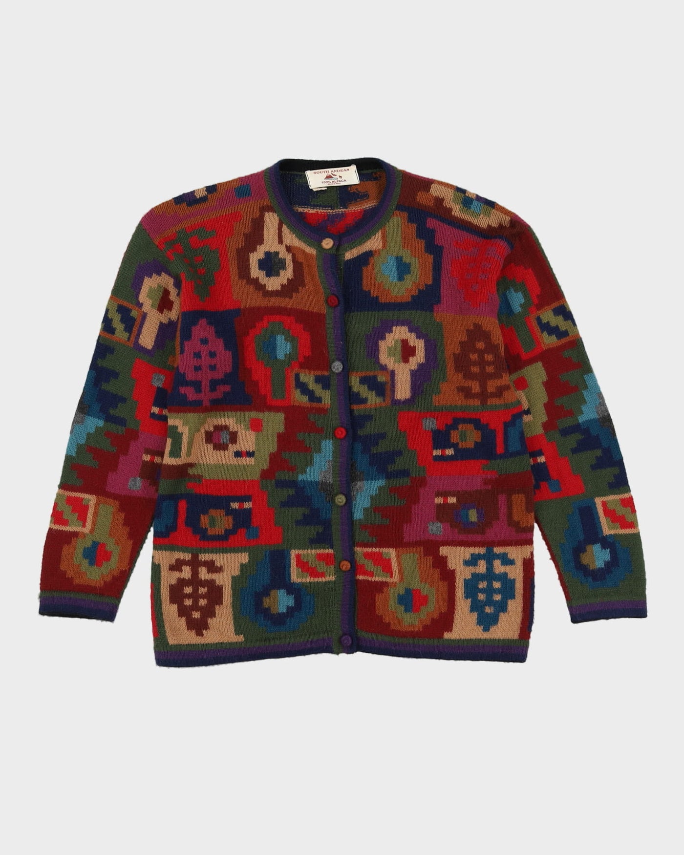 Made in Peru Alpaca Patterned Knitted Cardigan - M